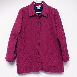 Alfred Dunner Jacket Coat Women Size 12 Medium Quilted Lt Red Wine Button Front